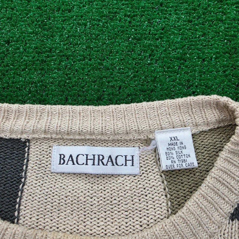 Vintage Bachrach Sweater Mens XXL Silk Cotton Geometric Abstract Art Knit - Picture 7 of 9